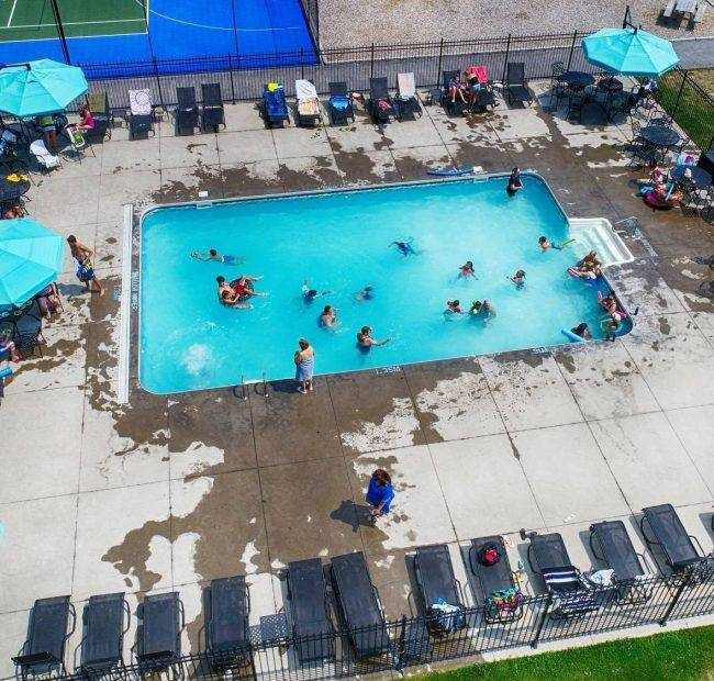 Salt water swimming pool at Bellmere Winds Golf Resort on Rice Lake, Kawarthas Ontario