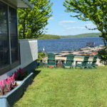 Rice Lake view from the resort play area at Bellmere Winds, steps from Mildred's cottage